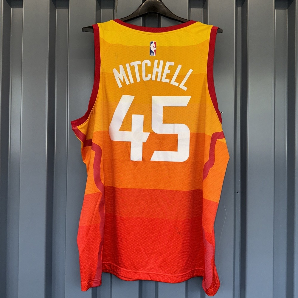 Nike Utah Jazz Donovan Mitchell 45 Jersey Mens Size 52 City Edition Sunset